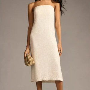 NWOT ANTHROPOLOGY White Sequin Strapless Midi Dress